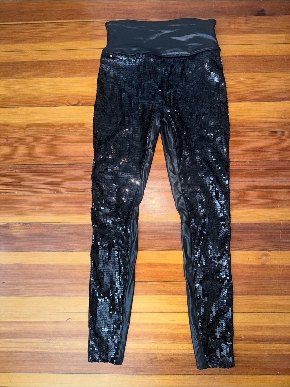 Spanx Black Sequin Stretch Leggings